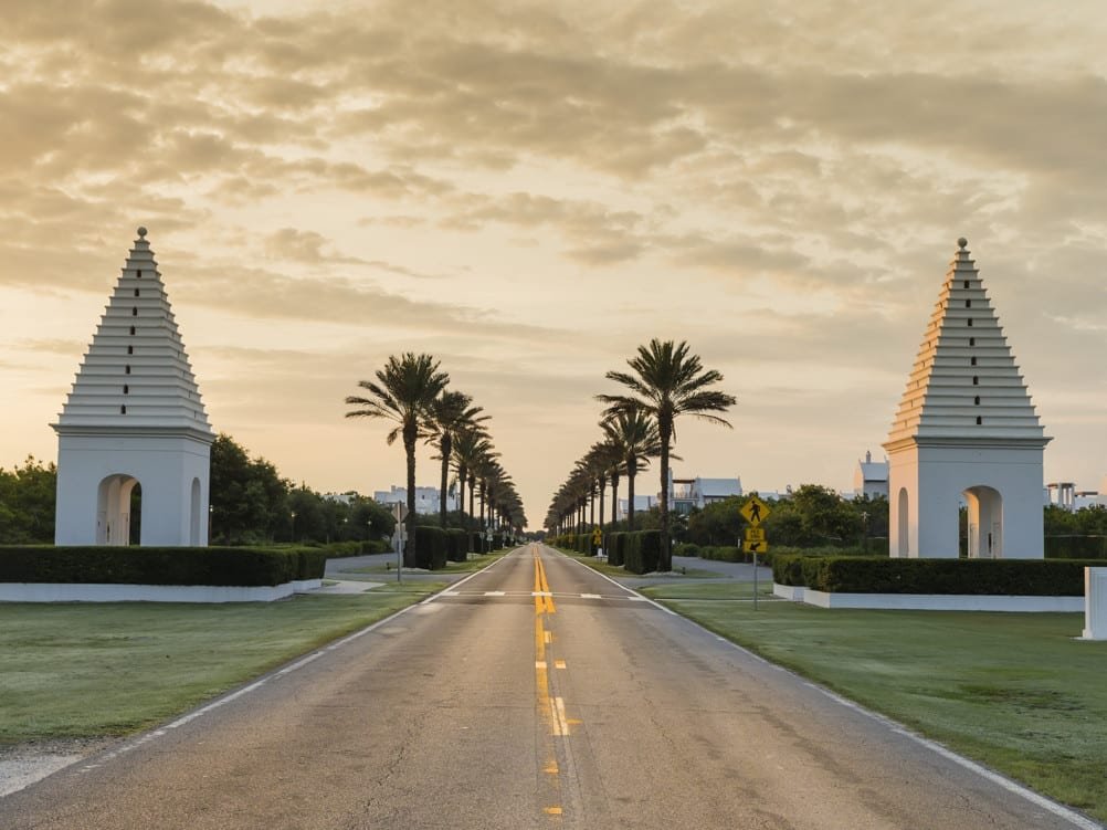 entrance to Alys Beach on Highway 30A Florida