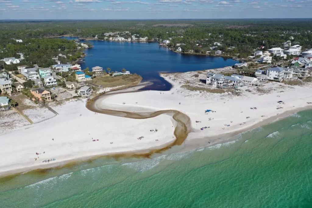 Aerial image of a dune lake in South Walton County Florida