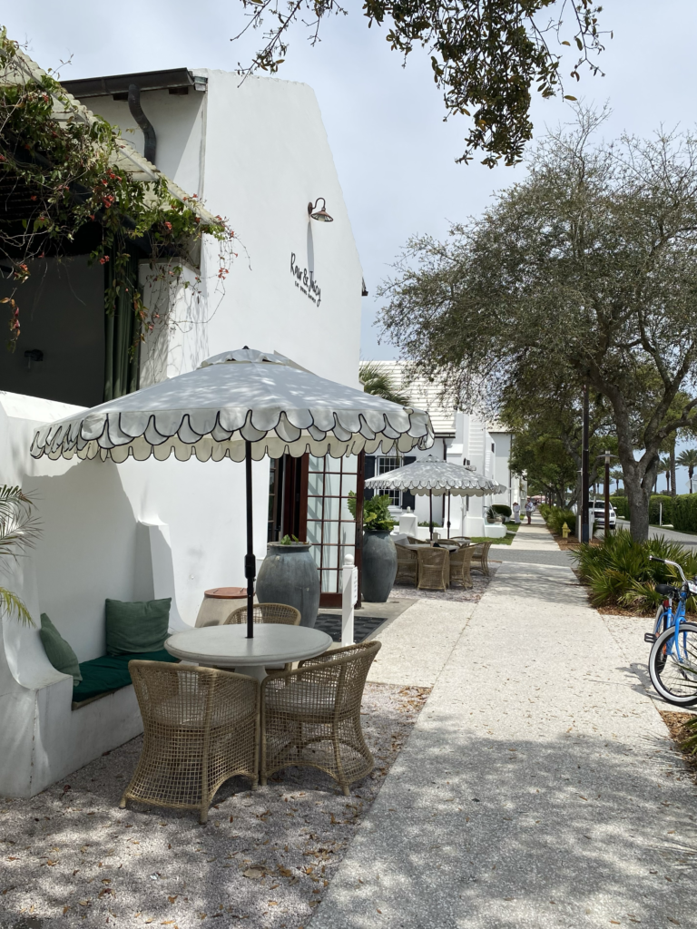 Street in Alys beach used to compare Rosemary Beach vs Seaside vs Alys Beach