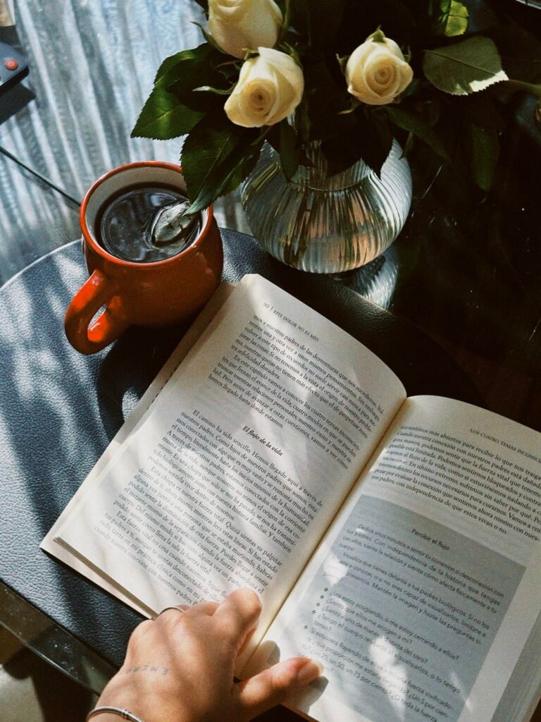 Slowing down life with a cup of coffee and a good book and the smell of fresh flowers.