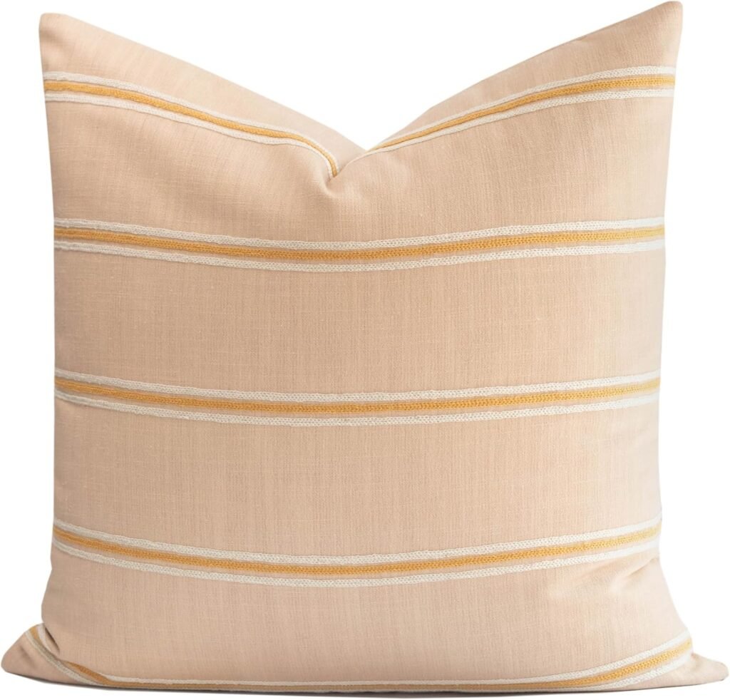 outdoor pillow with woven stripes
